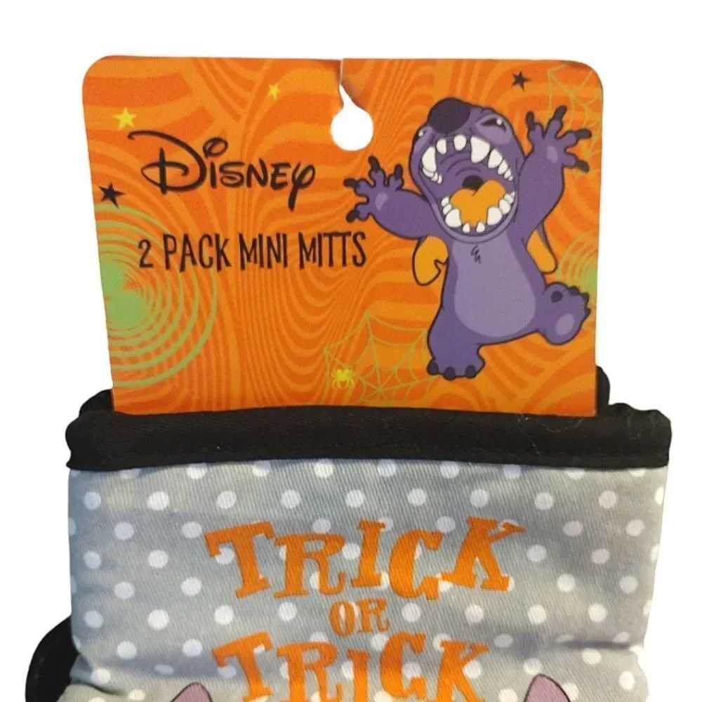 Disney Stitch‎ Halloween Trick Or Treat Print 2 Pack Mini Oven Mitts Set NWT